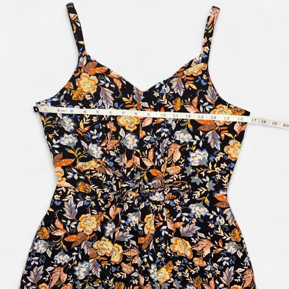 MSK Black Floral Sleeveless Jumpsuit with Asymmetrical Flowy Legs and Tie Waist - Picture 3 of 6